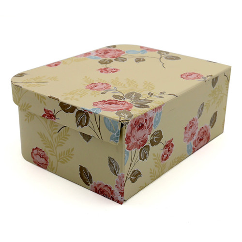 Floral Designer Collection Paperboard Decoration Storage Paperboard Suitcases Set/3 With Antique Brass Handles and Clasp