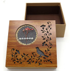 Wholesale Nested Square Gift Boxes Recycled Kraft Paper Boxes With Wooden Carved Lid