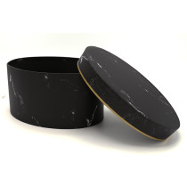 Set/3 Oval Shape Gift Box With Marble Effect Classic Black And Gold Matches