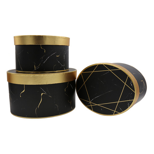 Custom Black Marble Printing Empty Packaging Gift Cardboard Paper Box With Gold Lid