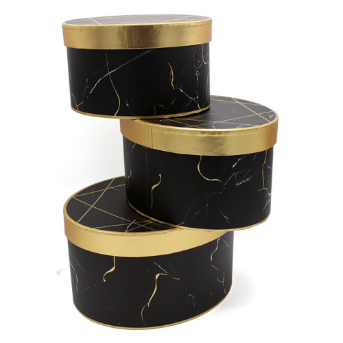 Custom Black Marble Printing Empty Packaging Gift Cardboard Paper Box With Gold Lid