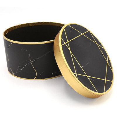 Custom Black Marble Printing Empty Packaging Gift Cardboard Paper Box With Gold Lid