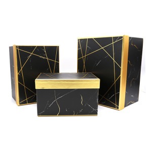 Wholesale Square Marble Printing Cardboard Flower Boxes With Gold Lid Stock Available