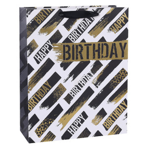 Alternative birthday style paper bag design Classic black gold matching Men's birthday gift wrapping paper bag preferred