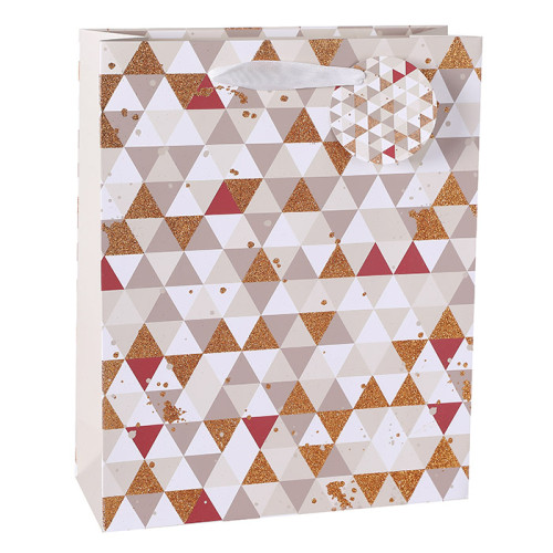Classic Geometric Triangle Creative Paper Bag With Gold Glitter On Front Side