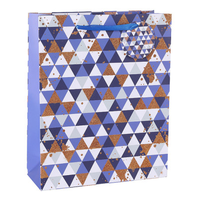 Classic Geometric Triangle Creative Paper Bag With Gold Glitter On Front Side