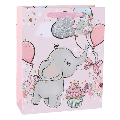 Baby Boy&Girl Paper Gift Bags Baby Shower Birthday Paper Bags Paper Shopping Bags With Glitter