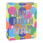 Wholesale Happy Birthday Gift Bags With Silver Foil Stamping On Front Side