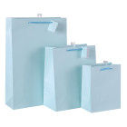Bulk Wholesale Light Blue Solid Color Paper Shopping Bags Made by Direct Factory Tongle Packing