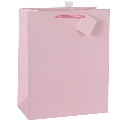 Custom Pink Paper Gift Bags With Foldable Hangtag