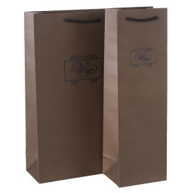 1 Bottle 2 Bottles Wine Gift Bags Made Of Printed Brown Kraft Paper With Embossed And Hot Foil Stamping