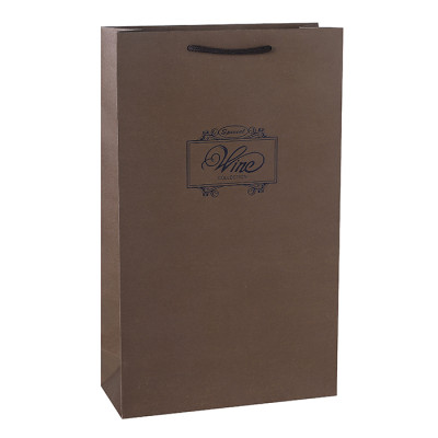 1 Bottle 2 Bottles Wine Gift Bags Made Of Printed Brown Kraft Paper With Embossed And Hot Foil Stamping