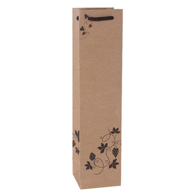 Custom Single Bottle Wine Paper Bags Made Of 210gsm Brown Kraft Paper