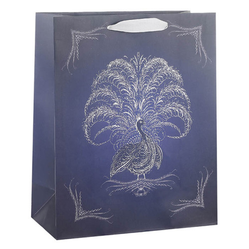 Custom Designed Paper Shopping Bags Front Side With Hot Foil Stamping Made Of 180gsm Art Paper