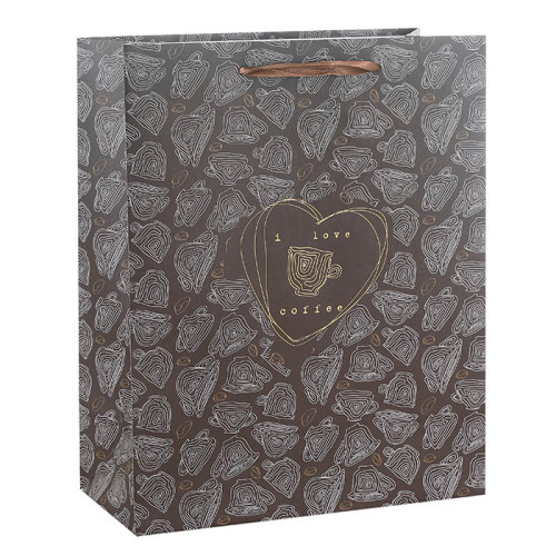 Custom Designed Paper Shopping Bags Front Side With Hot Foil Stamping Made Of 180gsm Art Paper