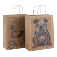 Custom Designed Brown Kraft Paper Carrier Bags With Paper Twisted Handles
