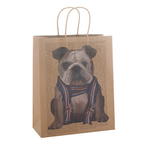 Custom Designed Brown Kraft Paper Carrier Bags With Paper Twisted Handles