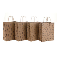 Machine Made Custom Designed Brown Kraft Paper Bags With Paper Twisted Handles 150GSM Thickness