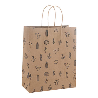 Machine Made Custom Designed Brown Kraft Paper Bags With Paper Twisted Handles 150GSM Thickness