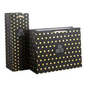 Stay Positive Gold Foil Stamping Custom Paper Carrier Bags Yiwu Direct Factory Made