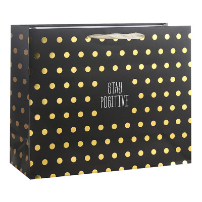 Stay Positive Gold Foil Stamping Custom Paper Carrier Bags Yiwu Direct Factory Made