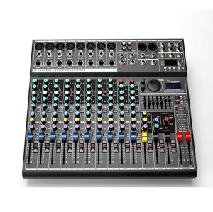 12 kanal DSP ses efekti işlemciler dijital phantom 48 v powered müzik ses mikser ile bluetooth