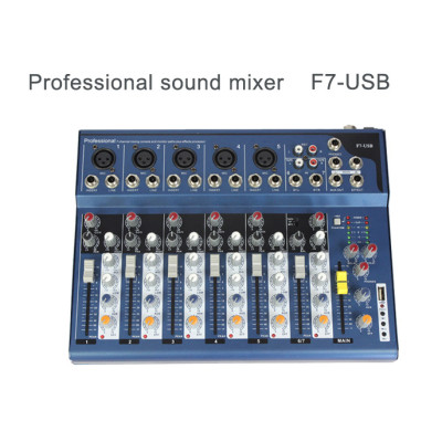 3-Band EQ 48 v phantom güç mini USB ile profesyonel 7 kanal ses ses mikser F7 palyer