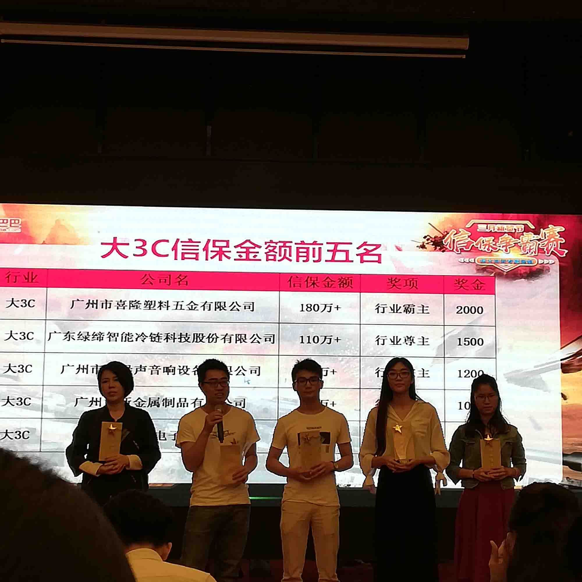 Féliciter notre entreprise a obtenu la troisième place sur Alibaba Trade Assurance Competition