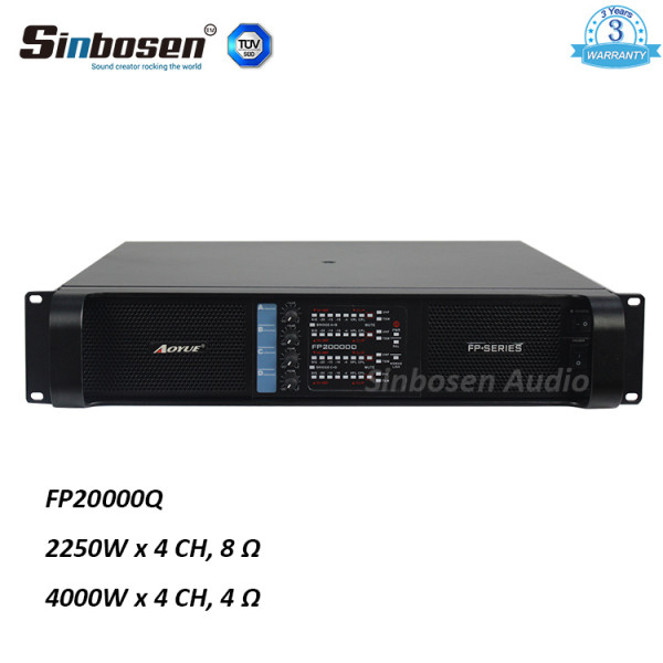 Sinbosen FP20000Q 4000 watt 4 kanal profesyonel bas güç amplifikatörü çift 18 inç subwoofer