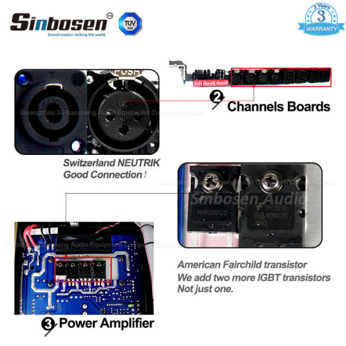 Sinbosen FP20000Q 4000 watts 4 canaux amplificateur de puissance professionnelle double subwoofer 18 pouces