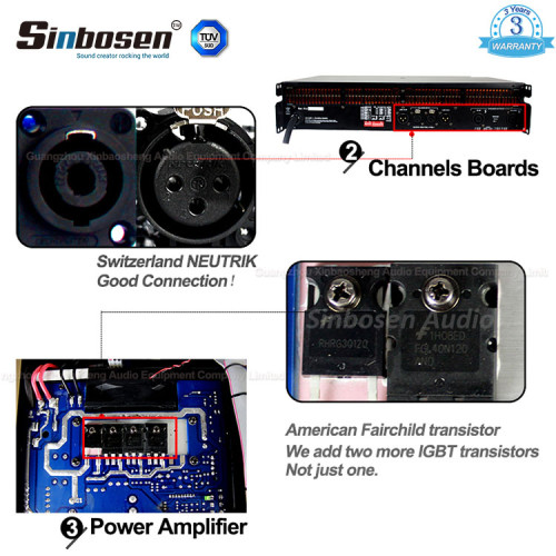 Sinbosen FP9000 3000w stéréo deux canaux amplificateur de puissance sonore avec CE Rohs