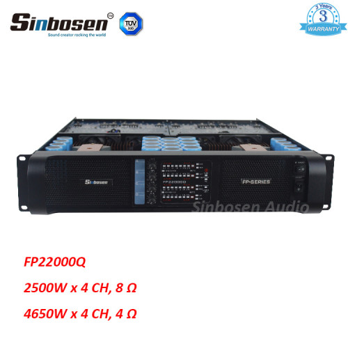 Sinbosen FP22000Q 4650w 4 canales Amplificador de potencia profesional más potente para subwoofer de 21 pulgadas