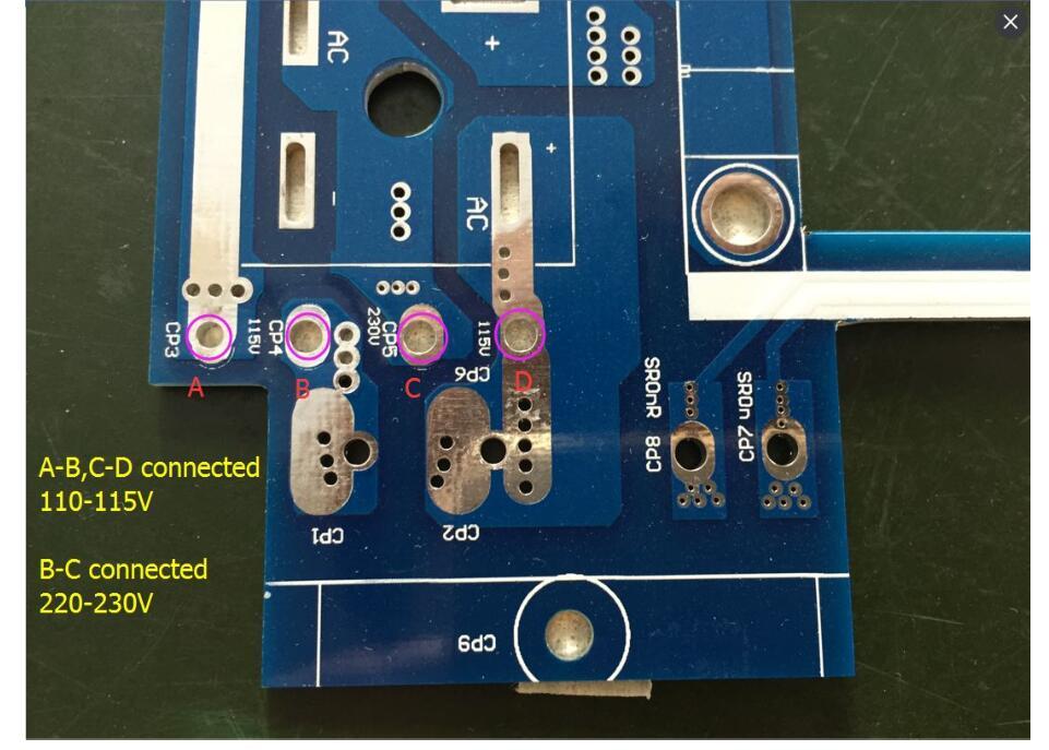 How to change the amplifier voltage between 110V to 220V