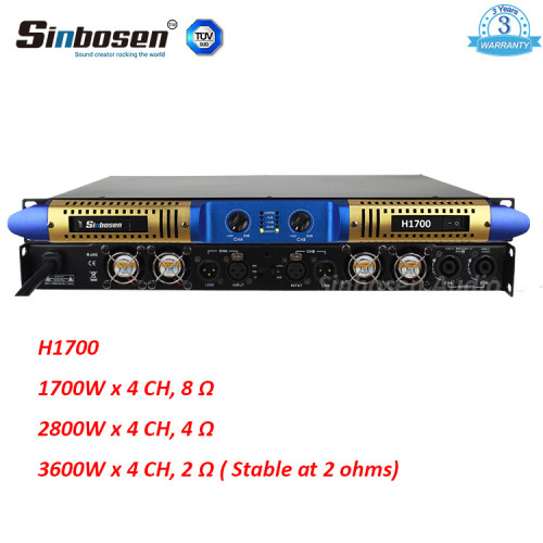 Sinbosen 2 ohmios estable 3600 vatios 2CH clase d amplificador digital de alta potencia H1700