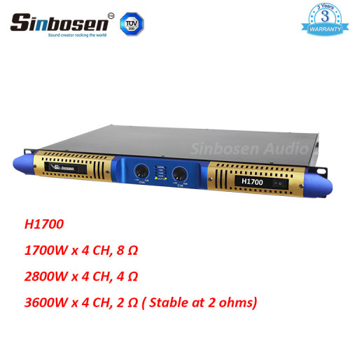 Sinbosen 2 ohm estável 3600 watts 2CH classe d digital amplificador de alta potência H1700