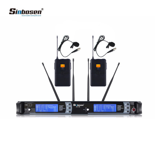 2x100 Channal UHF Wireless Lapel Headset Lavalier Microphone Mic System
