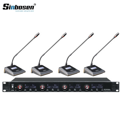 Sinbosen U-6004 Transmissor de 4 canais Sistema de conferência sem fio para microfones de mesa