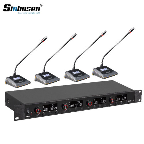 Sinbosen U-6004 Transmisor de 4 canales Sistema de conferencia inalámbrico para computadora de escritorio para reuniones