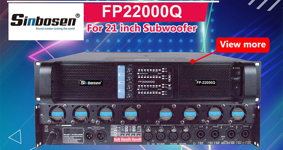 Subwoofer de 21 pulgadas utilizado para el amplificador FP22000Q en un evento de sonido de EE. UU.