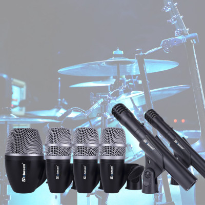 6pcs condensador de jazz dinâmico conjunto de tambores microfone
