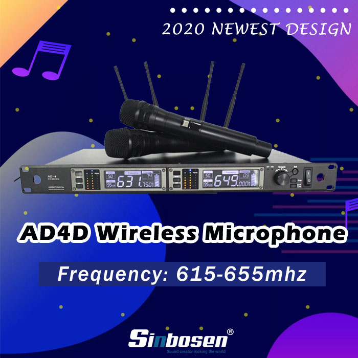 Sinbosen AD4D 300M 615 655MHz moving coil FM wireless microphone