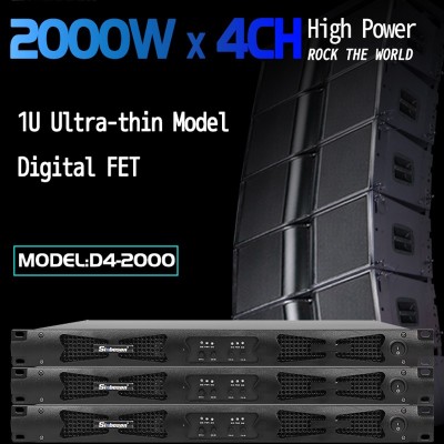 Sinbosen 2 ohm stable 4760 watts 4CH class d digital high power amplifier D4-2000