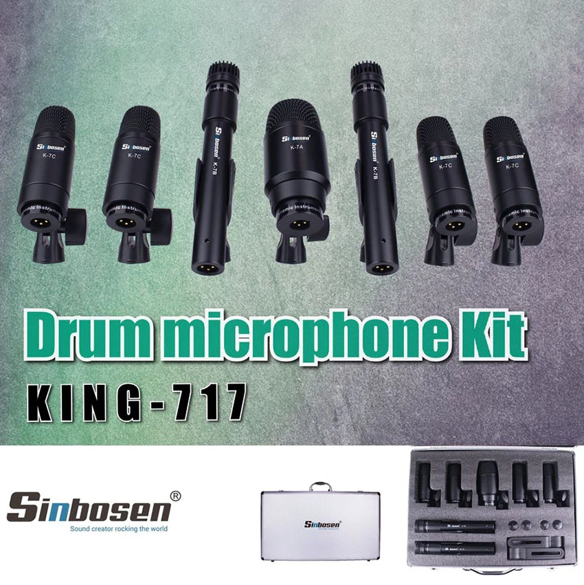 King 717 Drum Mic Set System Microfone com fio
