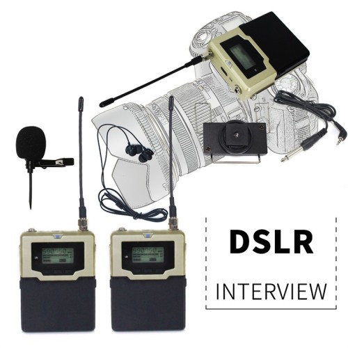 Wireless bodypack interview microphone for mobile dslr camera