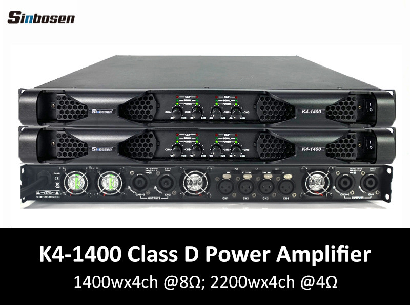 Sinbosen K4-1400 1400 Watt 4 Channel Professional 1u Class D Power Amplifier