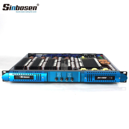 Sinbosen 2 ohm stable 3900 watts 4 input 4 output class d digital audio power amplifier D4-1600 for speaker