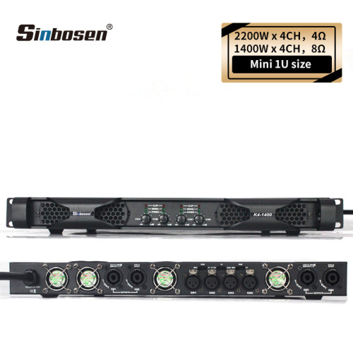 Sinbosen k4-1400 1400 watt 4 channel professional 1u class d power amplifier