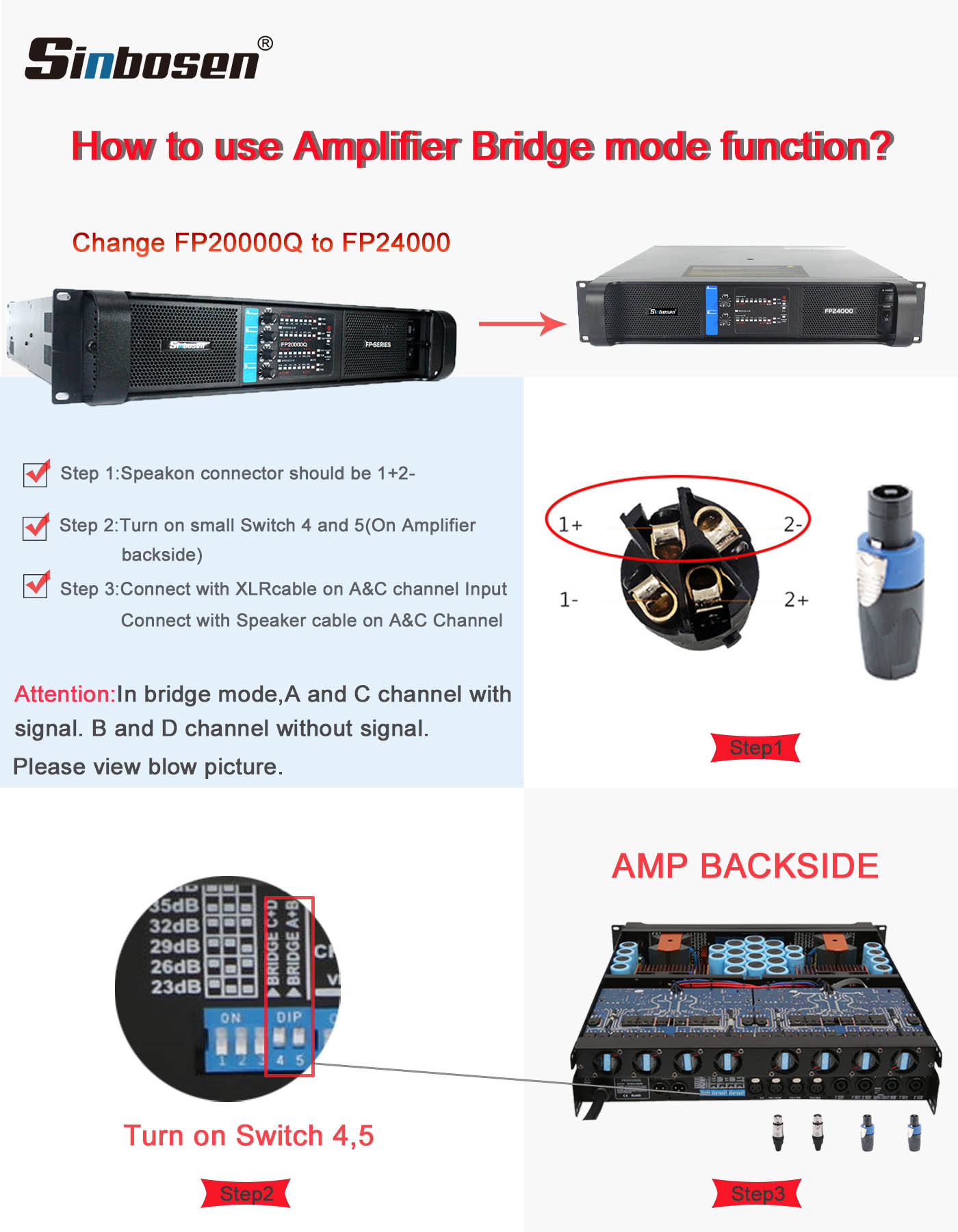 How to use Amplifiers Bridge mode function?