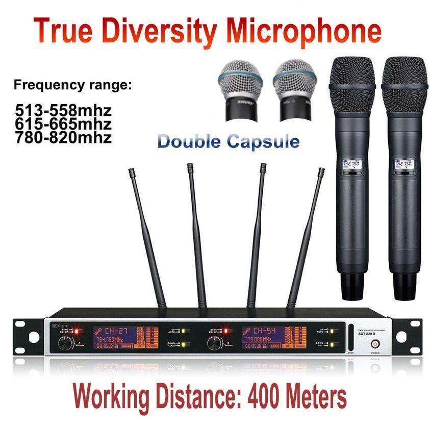 Dual UHF True Diversity Wireless Microphone Karaoke System