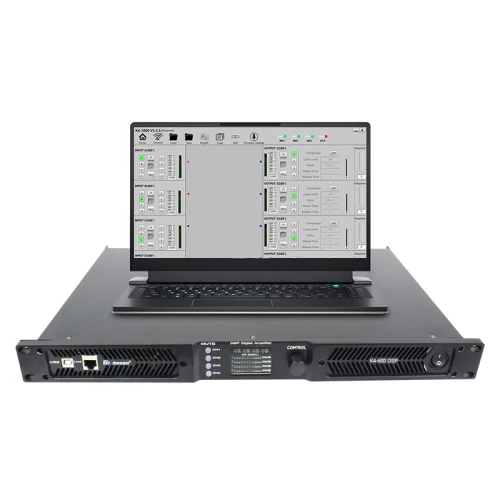 Amplificador de potência profissional K4-600 DSP de 4 canais e 600 watts